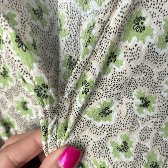 Women's Dress Forum Green Multi Pattern Small Maxi V Neck Long Sleeve Leg Slit - Picture 9 of 11